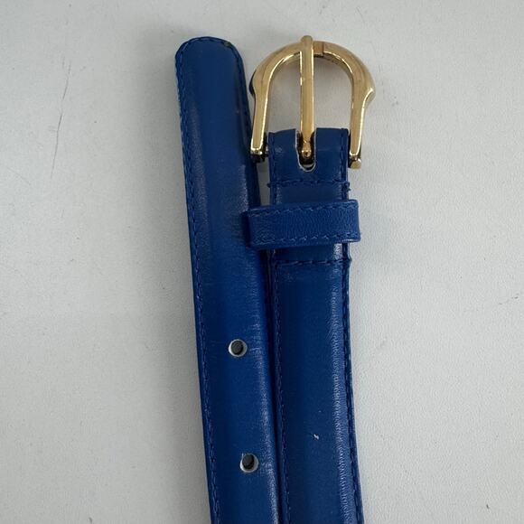 Vintage 1980s Blue Women’s Leather Skinny Size Large Taiwan Size 34 - Picture 2 of 7